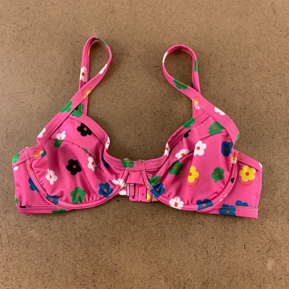 Collusion Women's Size 14 Pink Floral Print Underwire Bikini Swim Top New